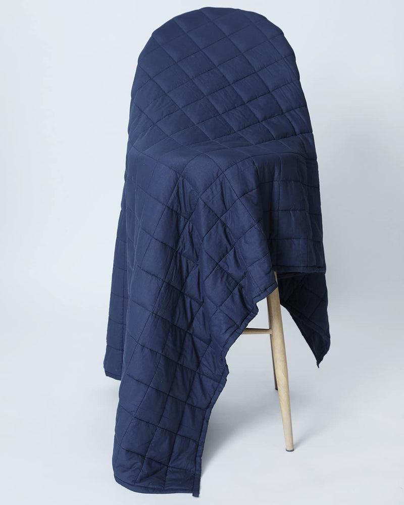 Tucked In | All Season Blanket | Indigo - Cotton Weighted Blanket | Cotton Material Filled with High Density Glass Beads | Anxiety Blanket | Standard Size (50" x 75")