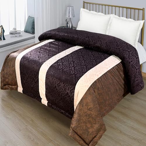 Home Stylish Soft Microfiber Double Bed Quilt/Razai for Heavy Winter Double Bed (90x100 inch) Coffee &Beige