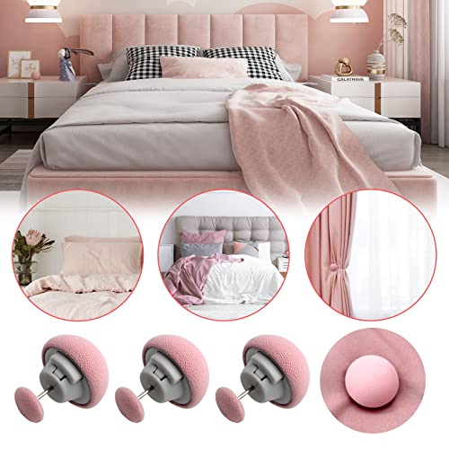 SINGARO Quilt Fixing Clips,16 Pcs Duvet Cover Clips,Mushroom Round Fixing Clips with Buttons,Bedroom Duvet Fixing Holder Quilt Cover Pins with Box (Pink)