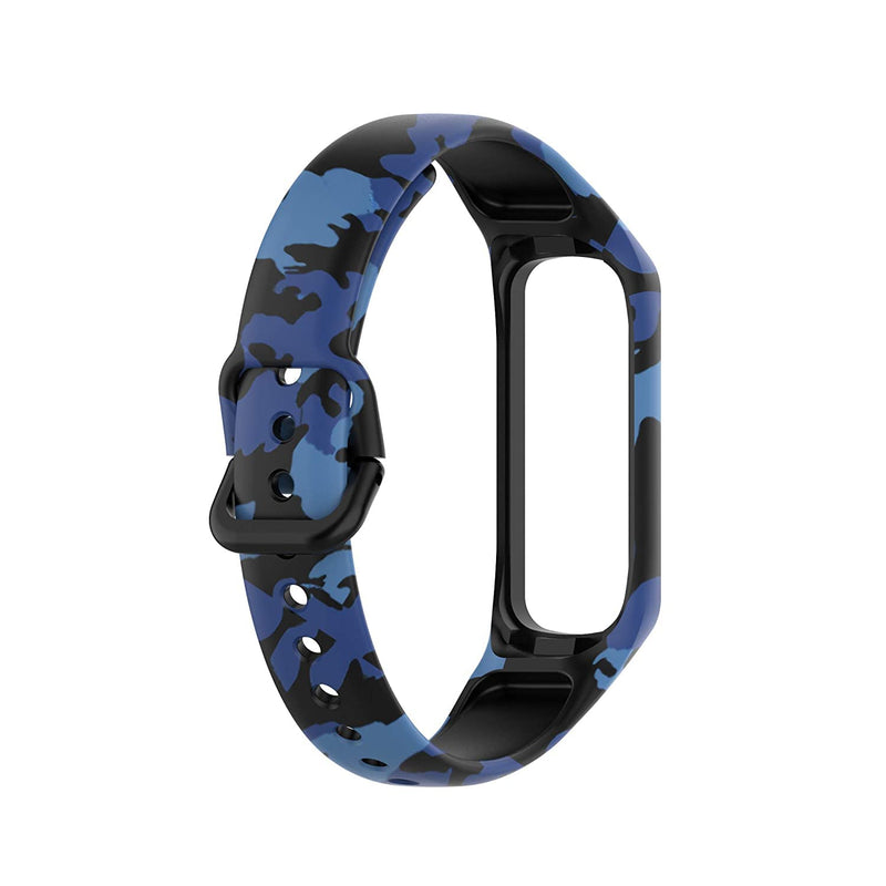 TECHONTO Soft Silicone Watch Band with Secure Buckle Compatible for Samsung Galaxy Fit E Fitness Watch(R375)[Not For Any Other Models] (Army Blue)