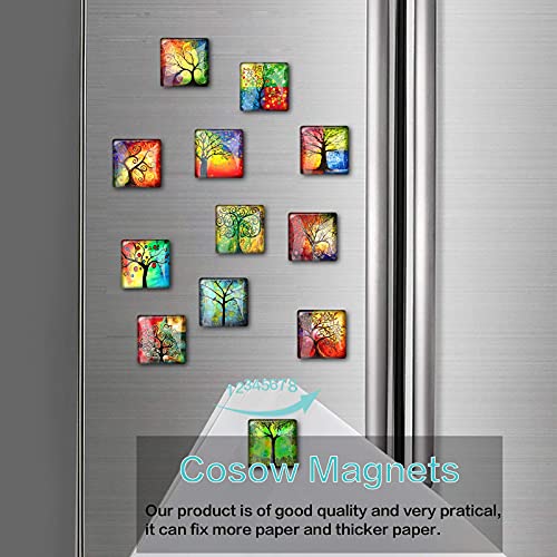 12Pcs Glass Strong Magnetic Refrigerator Magnet - Square Glass Fridge Decoration with a Powerful Flat Magnet, Office Whiteboard Magnet, Cabinet Magnet, Dishwasher Magnet, Cabinet Cute Locker Magnet