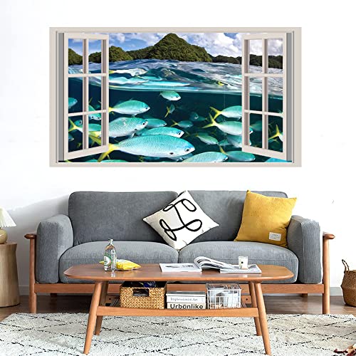 GADGETS WRAP Printed Wall Decal Sticker Fake Window Style Decal (90cm x 50cm) - Snorkeling