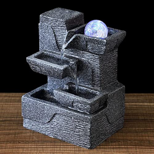 ATORSE® Orb Tabletop Water Fountain Waterfalls W/Led Light Rectangle Mouth