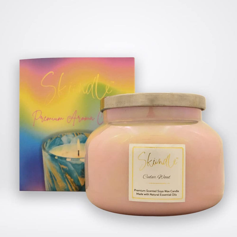 Cedar Wood Candle - Infused with The Earthy, Woody Scent of Cedar - 100% Natural Soy Wax, Long-Lasting Scent, Aromatherapy - Perfect for Home, Spa, and Meditation - Pink