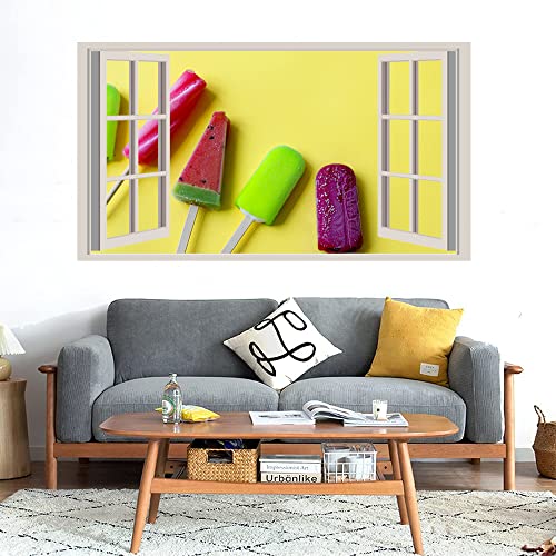 GADGETS WRAP Printed Wall Decal Sticker Fake Window Style Decal (90cm x 50cm) - Summer Popsicles