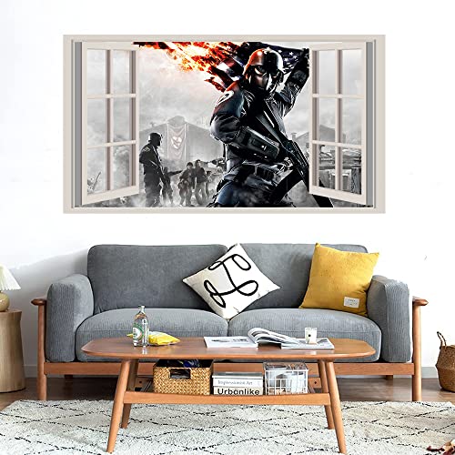 GADGETS WRAP Printed Wall Decal Sticker Fake Window Style Decal (90cm x 50cm) - US Flag