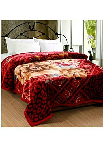 ELSTONE HOME Woollen Blend Self Design Double Blanket (220 cm x 240 cm, Gold)