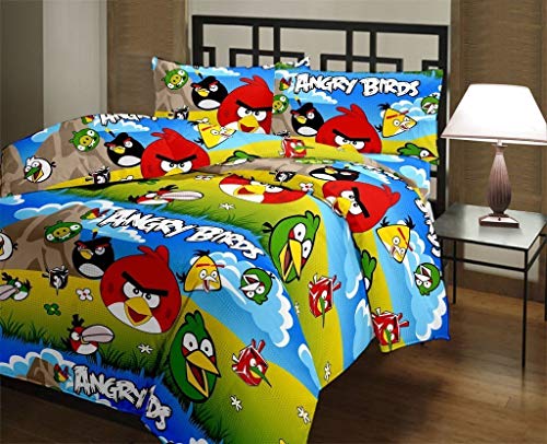 CK CREATION 100% Reversible Single Bed Dohar Combo Microfiber, Polycotton | Soft Light - Weight Bed Dohar | Use for All Season (Angry Birds)