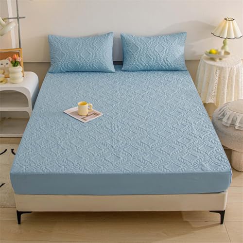 SECRET DESIRE Bed Protector Cover Soft Bedding Machine Washable Bedroom Twin Fitted Sheets Blue