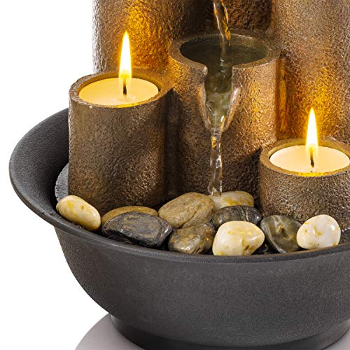 Alpine WCT202 Tiered Column Tabletop Fountain with 3-Candles