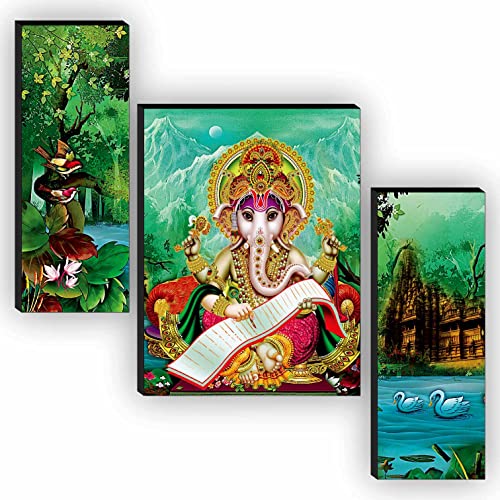 SAF Religious Radhe Krishna UV Textured Painting Set of 3 (18 Inch X 12 Inch, Multicolour, SANFJM31085) Synthetic Figures, Religion, Flowers Wall Painting (Modern, 12 Inch X 18 Inch)