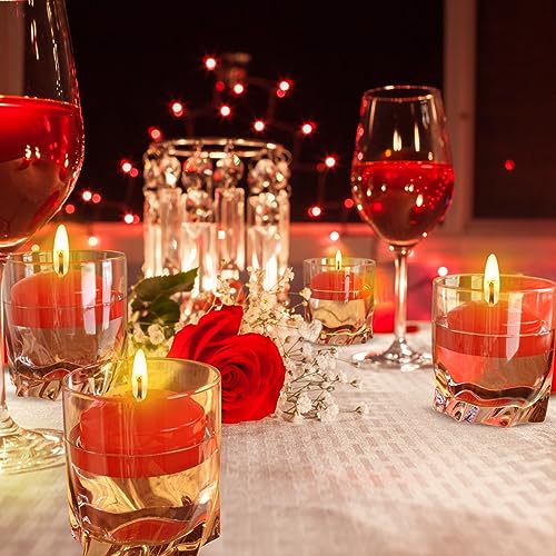 3inch White Floating Candles, 12/36PACK 13-15Hours Unscented Dripless Wax for Cylinder Vases, Centerpieces at Wedding, Birthday,Party, Pool, Holiday (36PACK, Red)