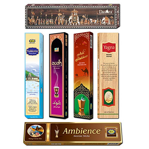 Cycle Agarbatti Combo Pack - Dasara, Pushkarani, Yagna, Ambience, Asli Bakhoor and Oudh Incense Sticks (Pack of 6)