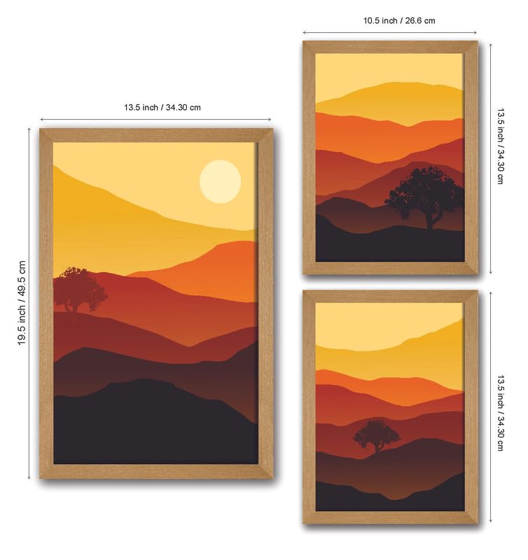 SAF paintings Set of 3 Modern Art Premium Brown frame painting for Wall Decoration SA-B48M1K2