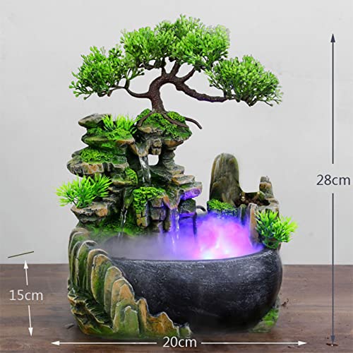 ATORSE® Desk Fountain Rockery Flowing Water Fountains with Light Ornament with Mist