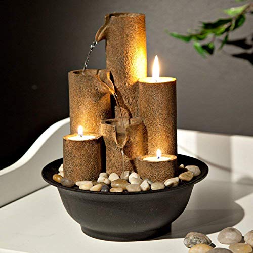 Alpine WCT202 Tiered Column Tabletop Fountain with 3-Candles