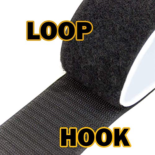 Sunkizzrs® 5m Hook + 5m Loop (Width-25mm) Tape Roll Strips with Adhesive Back Mounting Tape for Picture and Tools Hanging Pedal Board Fastening Black Stick-On Tape