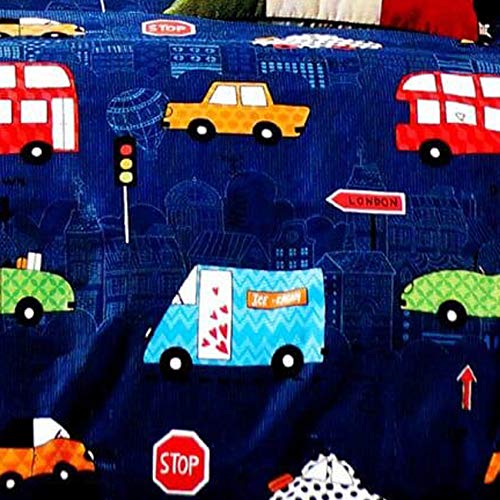 Sky Tex 3D Printed Glace Cotton Buses & Cars Printed 160 TC Single Bed Sheet with 1 Pillow Cover