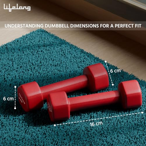 Lifelong Neoprene Dumbbells Set For Home Gym - Fixed Dumbbell Set - Dumbbells Pack of 2 for Fitness - Gym Exercise - Home Workout - Neoprene Gym Dumbbells - Dumbbells Weights for Men & Women