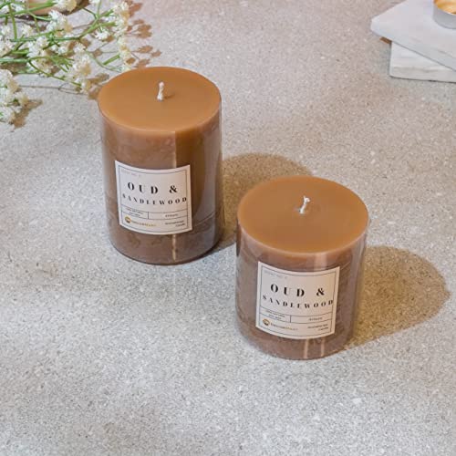 The Decor Mart Oud & Sandal Wood Scented Pillar Candles Set of 2