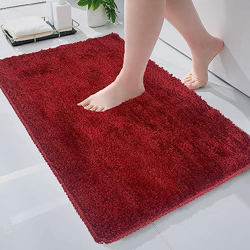 Luxe Home Bathmat Super Soft Premium Microfibre Non Slip Anti Skid Boston mat for Bathroom, Kitchen, Entrance (38 x 58 cm, Maroon, Pack of 1)