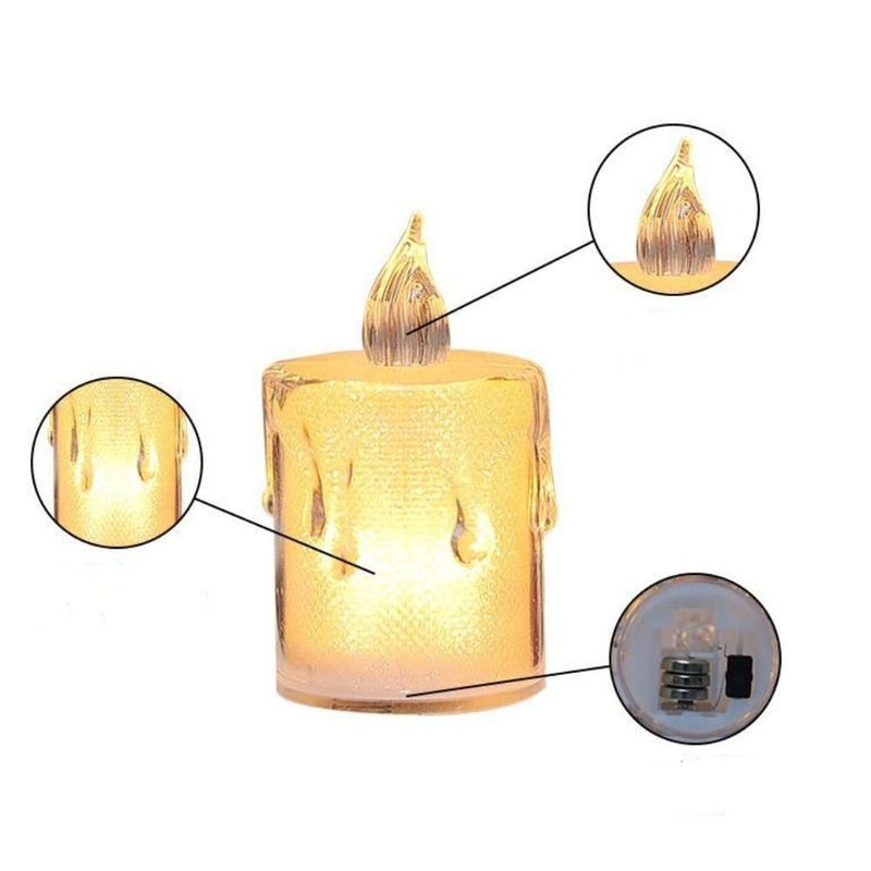 TIRTH ENTERPRISE(12Pcs Flameless Candles,Battery Operated,Flameless Electric Fake Candles LED Night Light, Smokeless, Flameless for Diwali Gift, Home Decoration. (Smokeless Candle, 12Pcs)