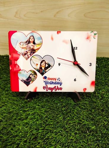 Personalized Happy Birthday Table Clock with 3 of Your Favorite Pictures…