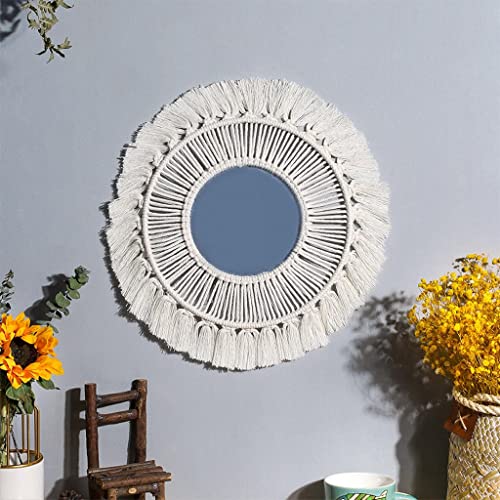 ATORSE® Round Macrame Wall Mirror Hanging Home Living Room Bedroom Hallway Tassel