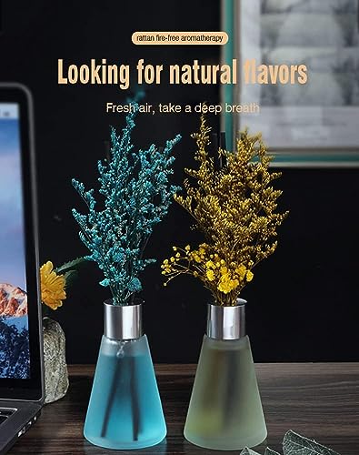 The Decor Affair 1 Pcs Handcrafted Glass Perfume Essential Oil Diffuser Bottle with Exquisite Preserved Blossoms (Blue Wind Chimes)