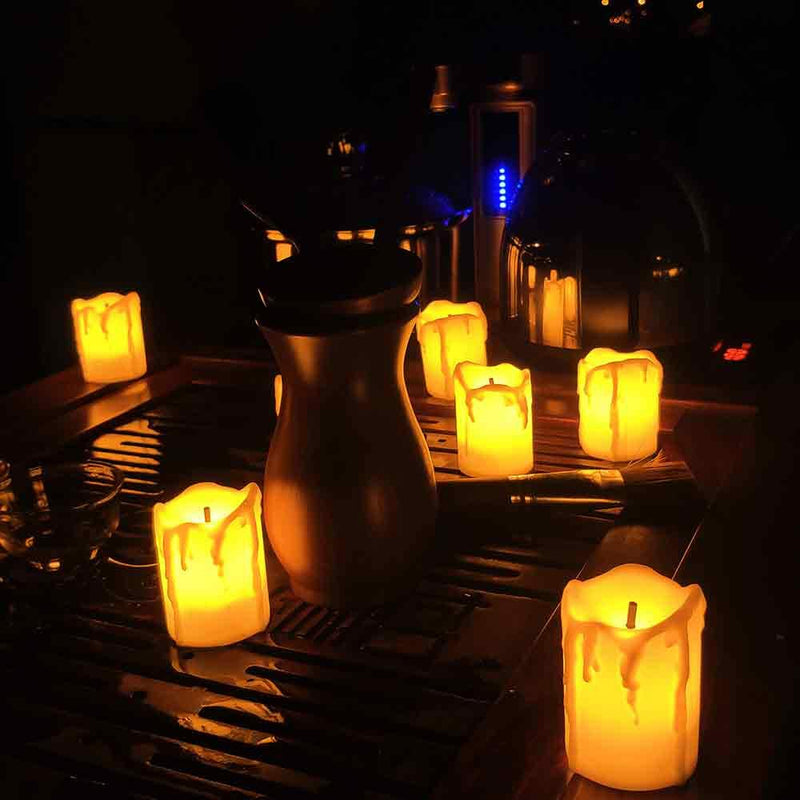 YASENN Flameless Candles,Battery Operated Tea Light Candle,LED Flameless Candle Drips on Side,Votive Candle Fake Candles for Christmas Halloween Pumpkin Decorations(1.5"x2" 12pack)