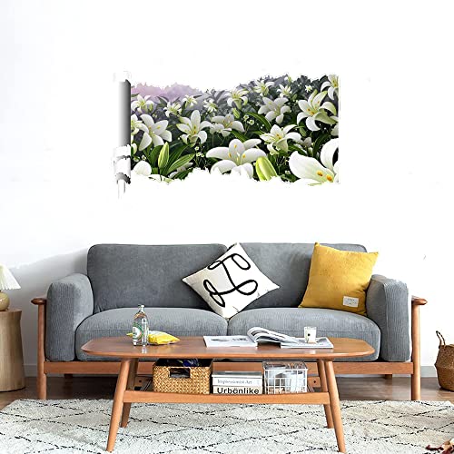 GADGETS WRAP Printed Wall Decal Sticker Scratched Paper Style Wall Decal (90cm x 50cm) - White Lilies