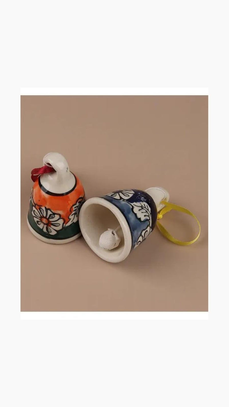 Shopping Shots Wind Chyme or Bell Multicolour Ceramic Bells - Set of 2 Ceramic Bells