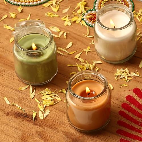 Wax Jar Candle, Pack of 3, Jasmine;Lavender;Lemon Grass