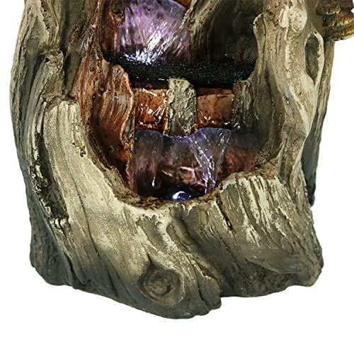 Sunnydaze Cascading Caves Waterfall Tabletop Fountain with LED Lights, 14 Inch Tall