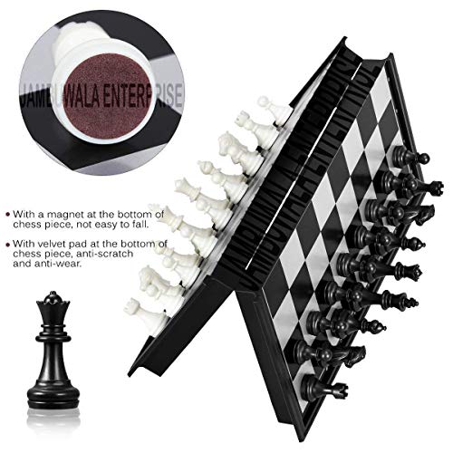 Jambuwala Enterprise™ Magnetic Educational Toys Travel Chess Set with Folding Chess Board for Kids and Adults Black Color (10 Inch)