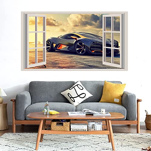 GADGETS WRAP Printed Wall Decal Sticker Fake Window Style Decal (90cm x 50cm) - Black Modern Superca