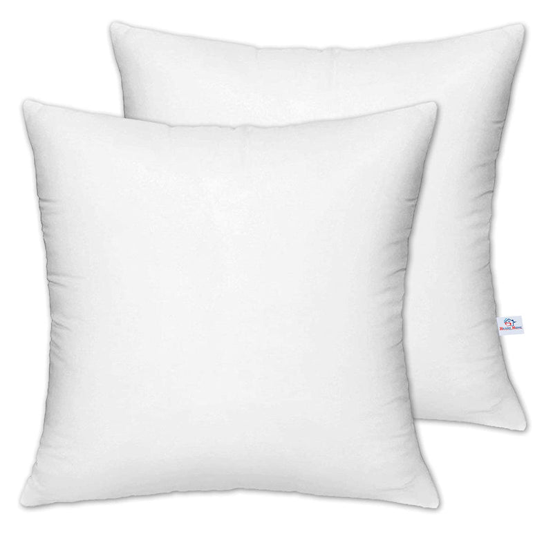 Heart Home Square Microfiber Filled Cushion Filler|Soft & Fluffy Pillow|Washable & Odorless|Dust Mite Resistant |Ideal Size 12 X 12 Inch|Pack of 2 (White)