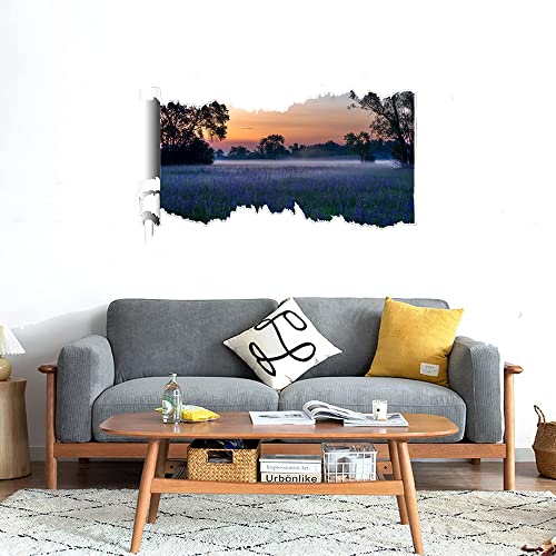 GADGETS WRAP Printed Wall Decal Sticker Scratched Paper Style Wall Decal (90cm x 50cm) - Morning Mist Flowers Field Nature