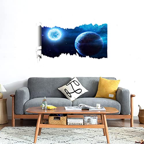 GADGETS WRAP Printed Wall Decal Sticker Scratched Paper Style Wall Decal (90cm x 50cm) - Two Planets