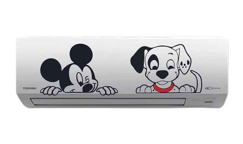 Kaushiki Collection� Mickey Mouse and Puppy Cartoons AC Sticker, Multicolour