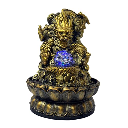 CALANDIS Indoor Water Fountain Feng Shui Waterfall Statue Ornaments with Rolling Ball