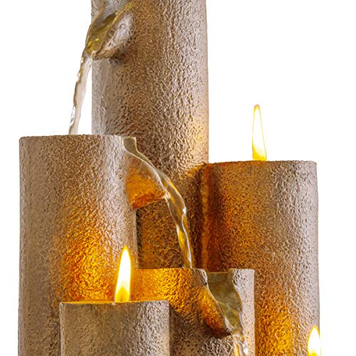 Alpine WCT202 Tiered Column Tabletop Fountain with 3-Candles