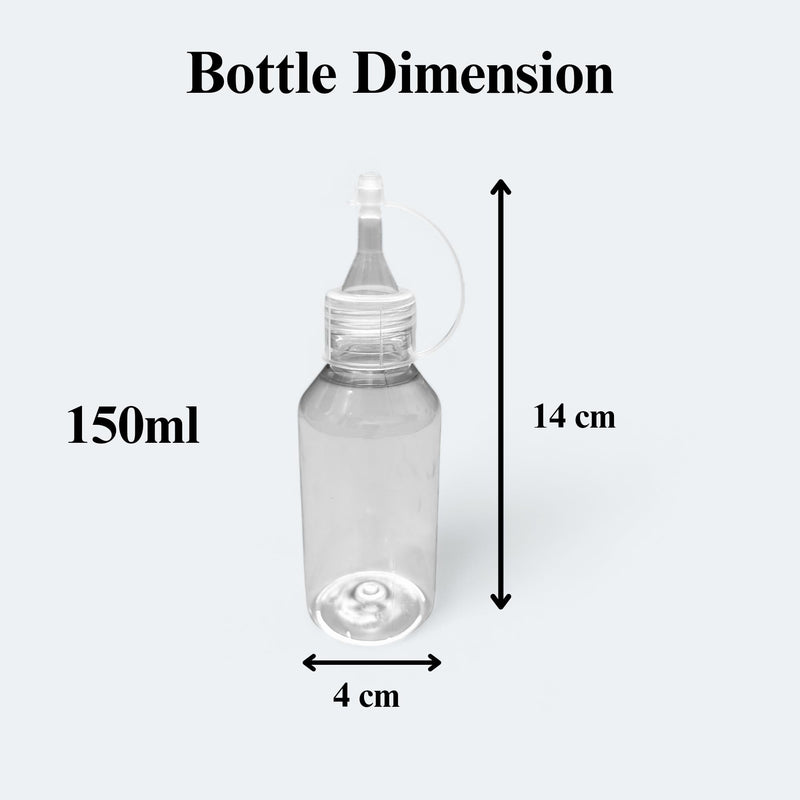 ZWIK.shop Rangoli Plastic Empty powder Bottle with Transparent Nozzle, 150g Capacity Pack of 10 Refillable Squeeze Bottles with Funnel, Ideal Crafting, Art Festival Decorations, Storage