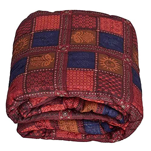 SIBLEY 400 TC Single Bed Organic Cotton Jaipuri Razai Bed Blanket Ac Quilt for All-Season Soft Light Weight Rajasthani Traditional Rajai Cotton Comforter 55 x 85 inch