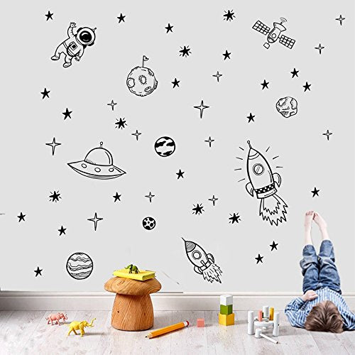 Gadgets wrap Rocket Ship Astronaut Wall Decal for Home, Office