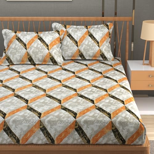 Homefab India 180 TC Microfiber Double BedSheet with 2 Pillow Covers - (90x90 inches) -Beige-Brown