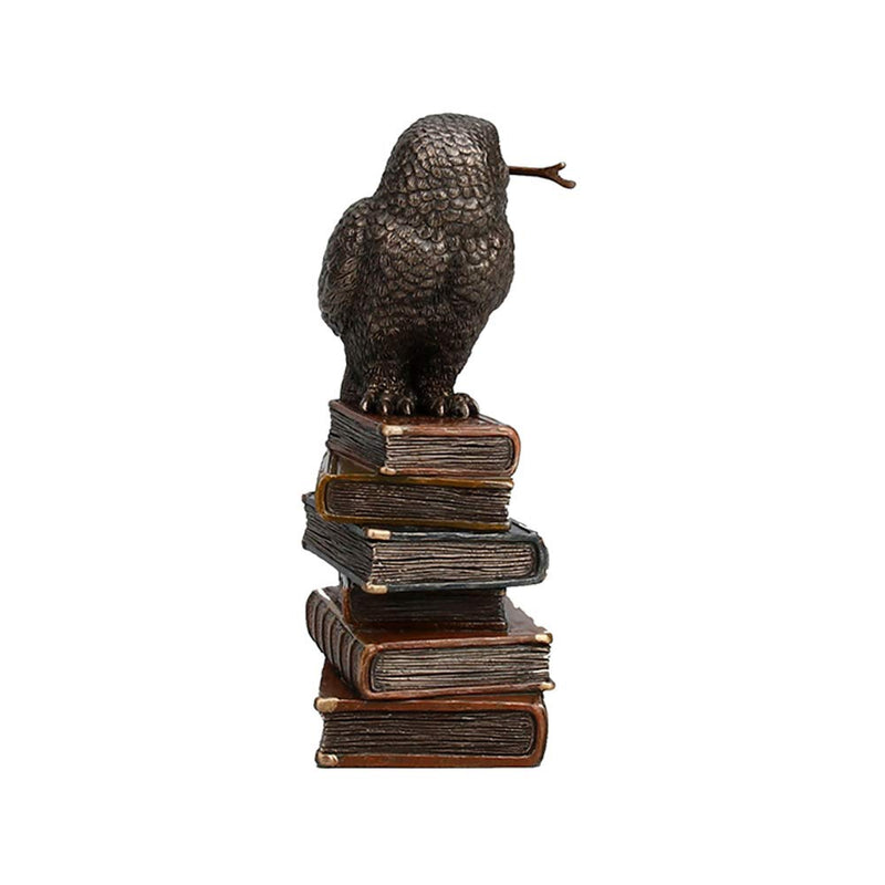 Veronese Design 5 1/2" Tall Cold Cast Resin Antique Bronze Finish Magic Wand Snowy Owl On Book Stack Statue Figurine