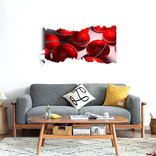 GADGETS WRAP Printed Wall Decal Sticker Scratched Paper Style Wall Decal (90cm x 50cm) - RED Balls Shinny