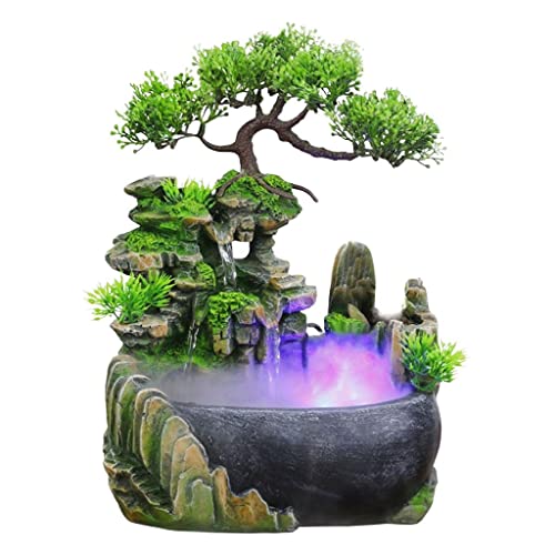 CALANDIS Table Fountain Rockery Landscape Bonsai Statue Spray Water Fountain with Fog