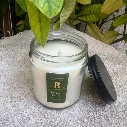 BAASARN Candless Scented Jar Candle Aroma Candles Hand-Poured 100% Natural Soy Wax Scented Jar Candles for Gifting & Home Decore (Perfect Peony)